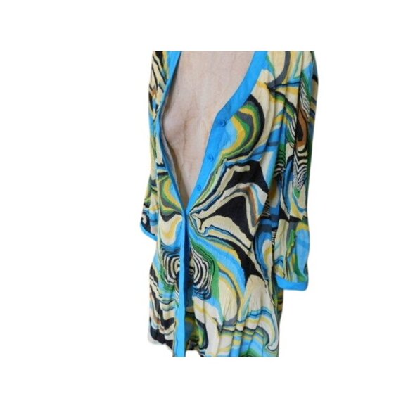 Rossi Roma Size XL Crinkle Lined Button Down Artsy Blouse Top - Picture 2 of 2